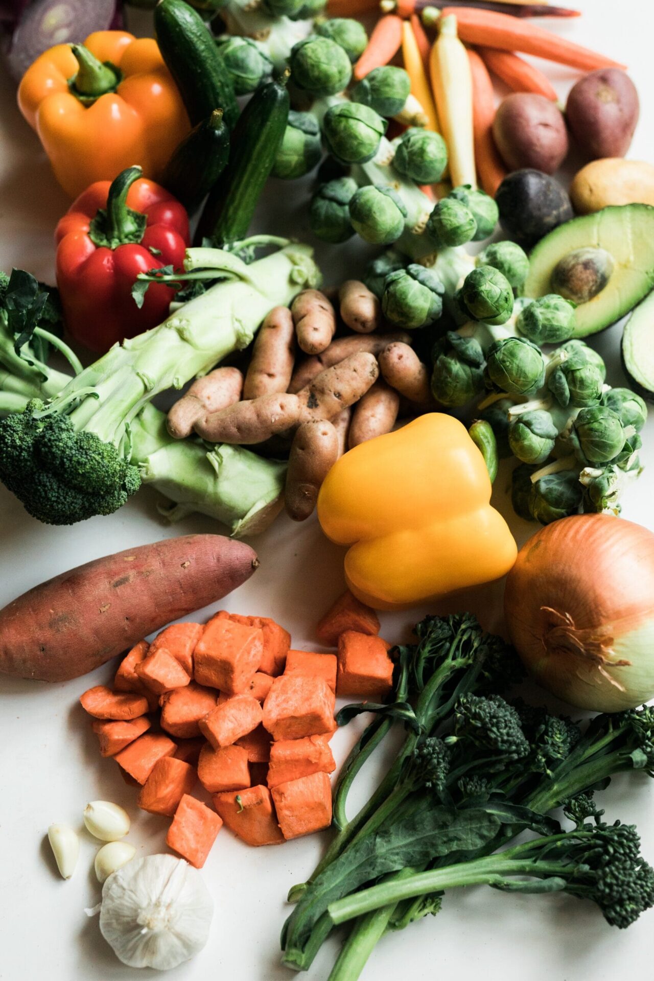Vegetables laid out on a table